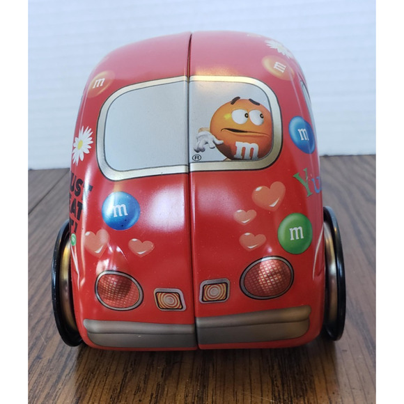 M&M's Mars Volkswagen Beetle Bug Car Metal Tin Red Collectible - Picture 4 of 9
